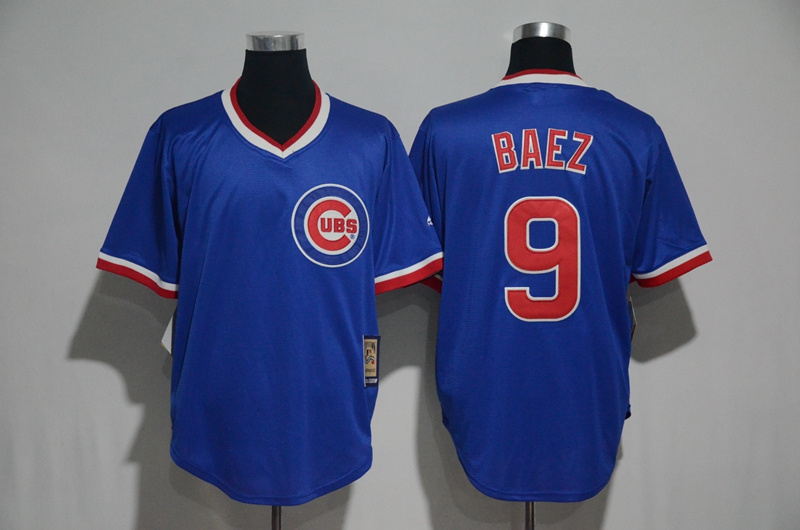 2017 MLB Chicago Cubs #9 Baez Blue Throwback Jersey